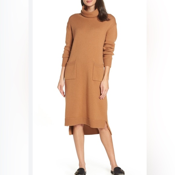 CAARA Turtleneck Sweater Dress tobacco color - Picture 1 of 16